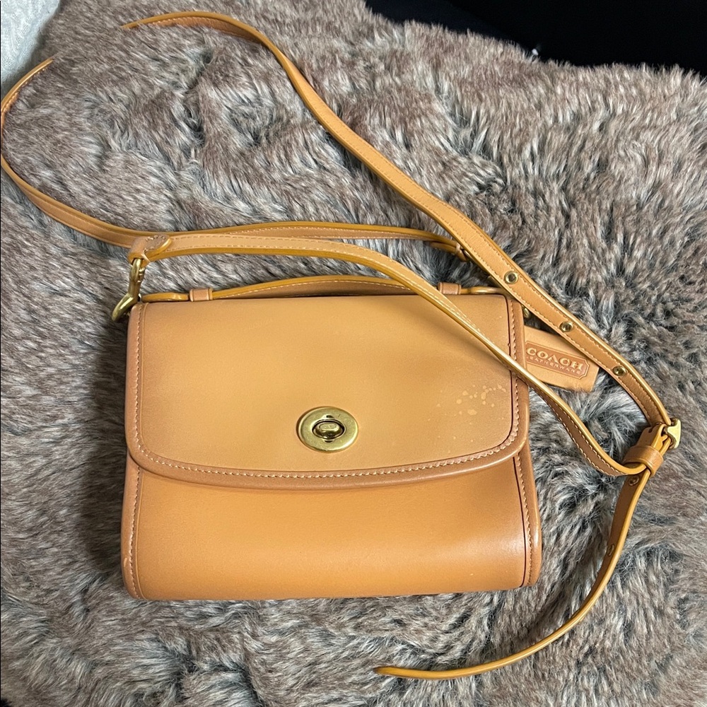 Coach Tan Leather Turnlock Crossbody